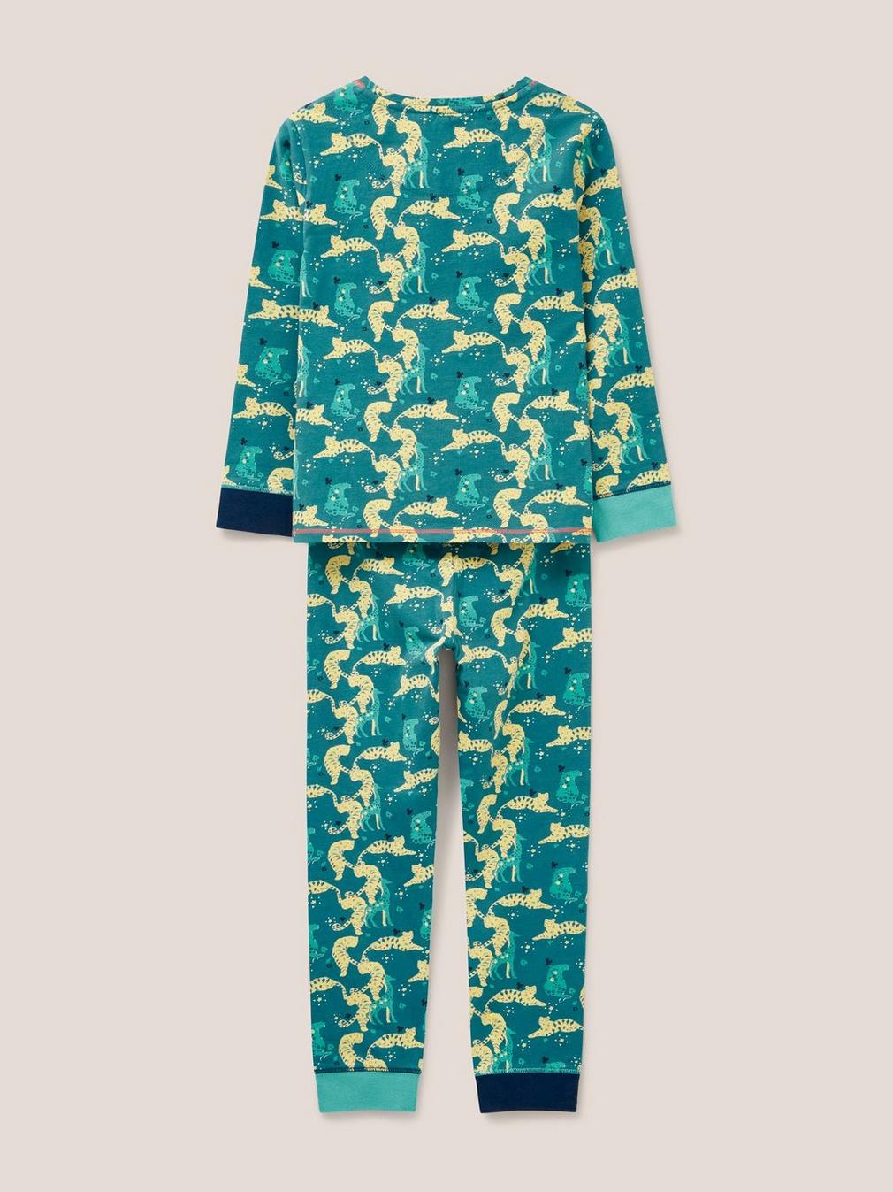 Tiger Printed PJ Set in TEAL PR - FLAT BACK