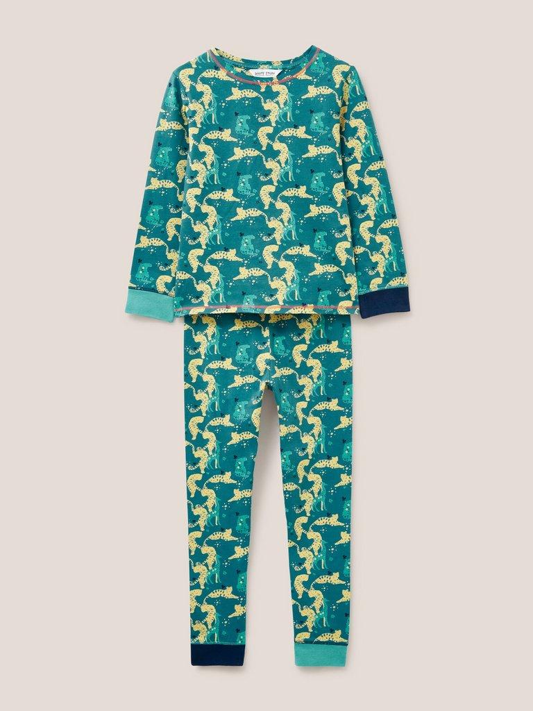 Tiger Printed PJ Set in TEAL PR - FLAT FRONT