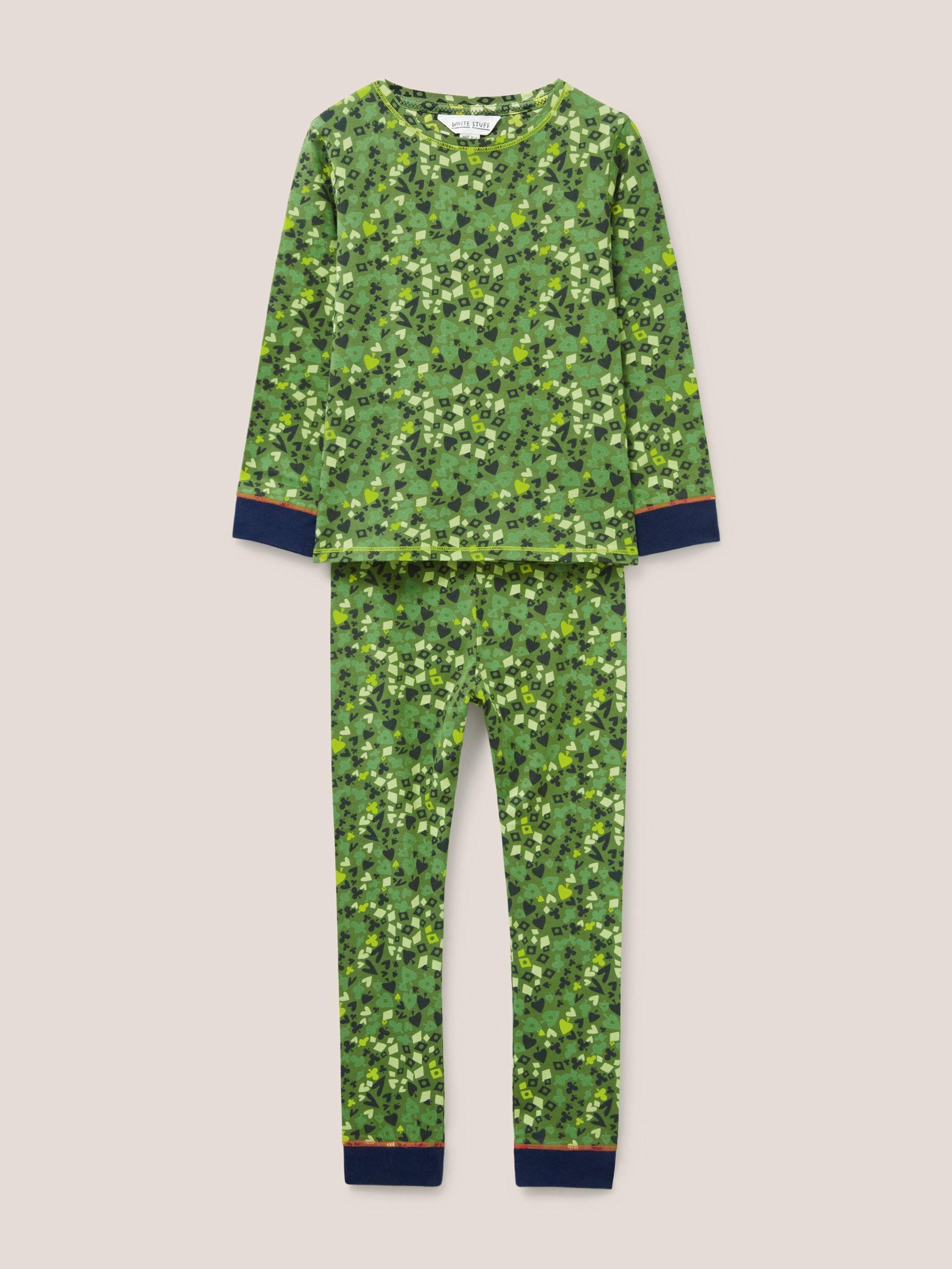 Camo Printed PJ Set in GREEN PR - FLAT FRONT