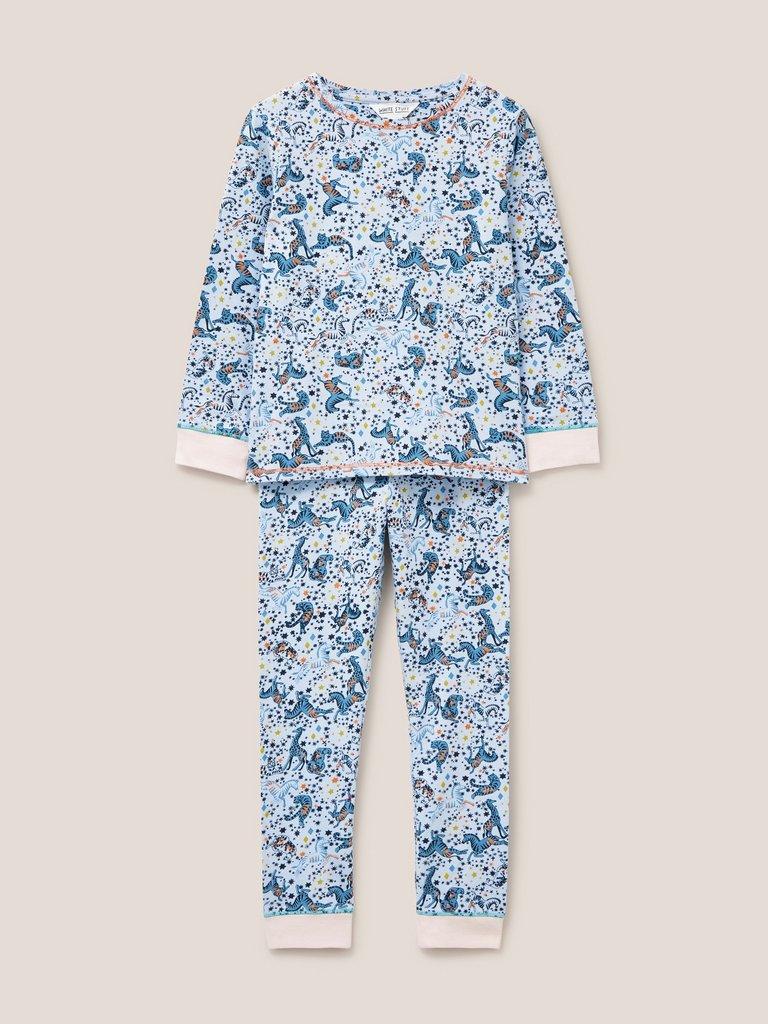 Jungle Jigsaw Printed PJ Set in GREY PR - FLAT FRONT