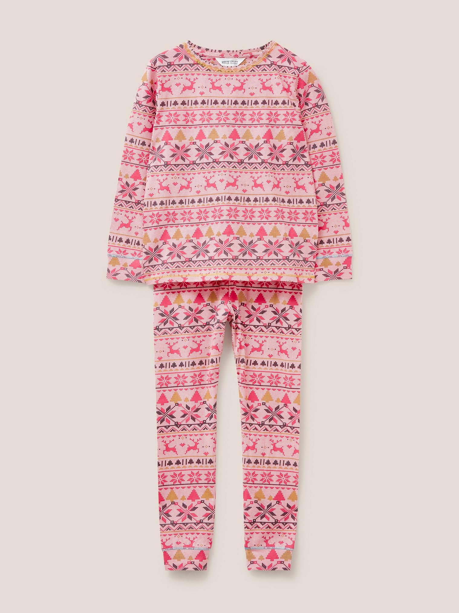 Fairisle Printed PJ Set in PINK PR - FLAT FRONT