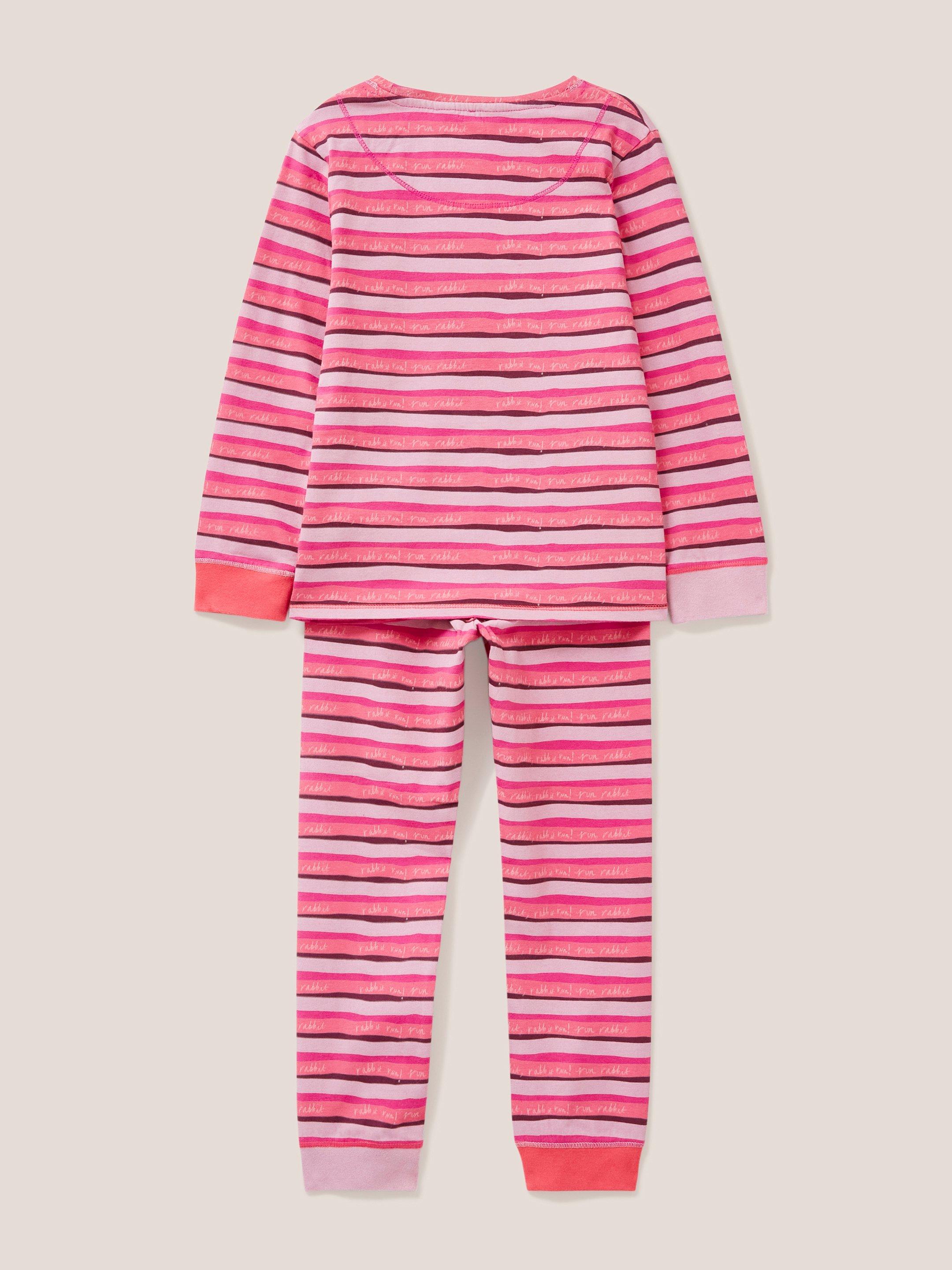 Stripe Printed PJ Set in PINK PR - FLAT BACK