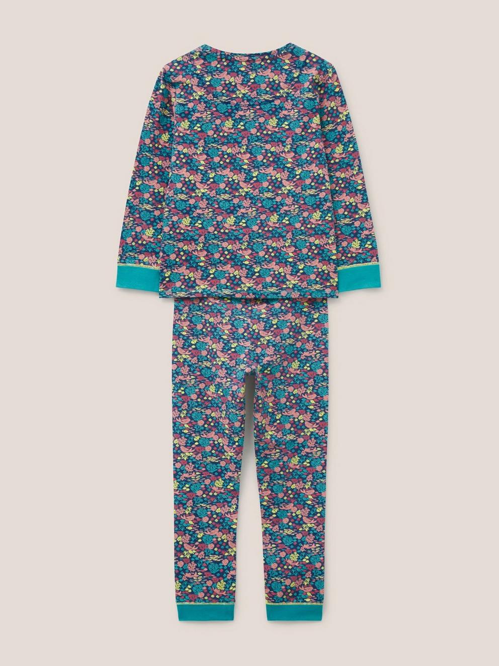 Sea Life Printed PJ Set in NAVY PR - FLAT BACK