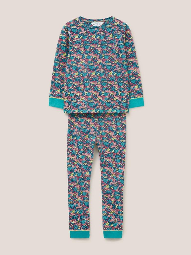 Sea Life Printed PJ Set in NAVY PR - FLAT FRONT