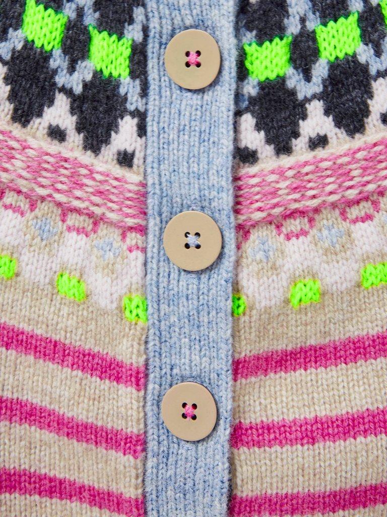 Woodland Fairisle Cardi (Kids) in NAT MLT - FLAT DETAIL