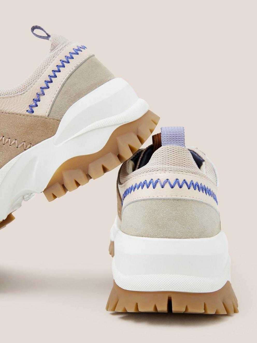 Chunky Suede Mix Trainer in GREY MLT - FLAT DETAIL