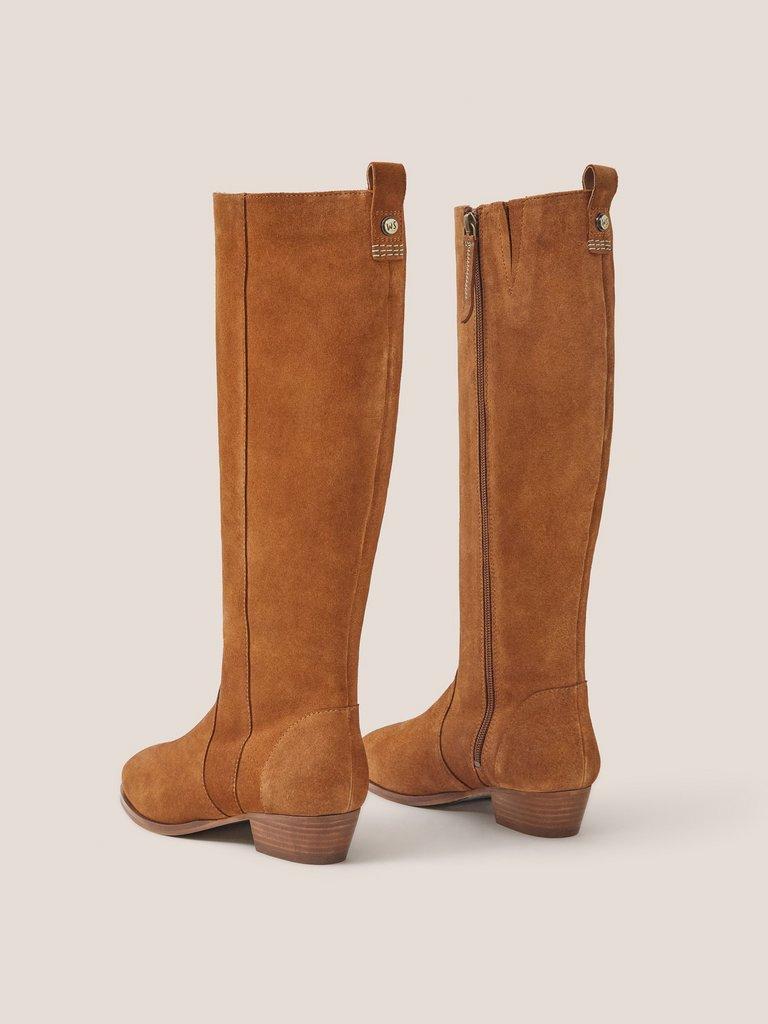 Flat brown suede knee high boots hotsell