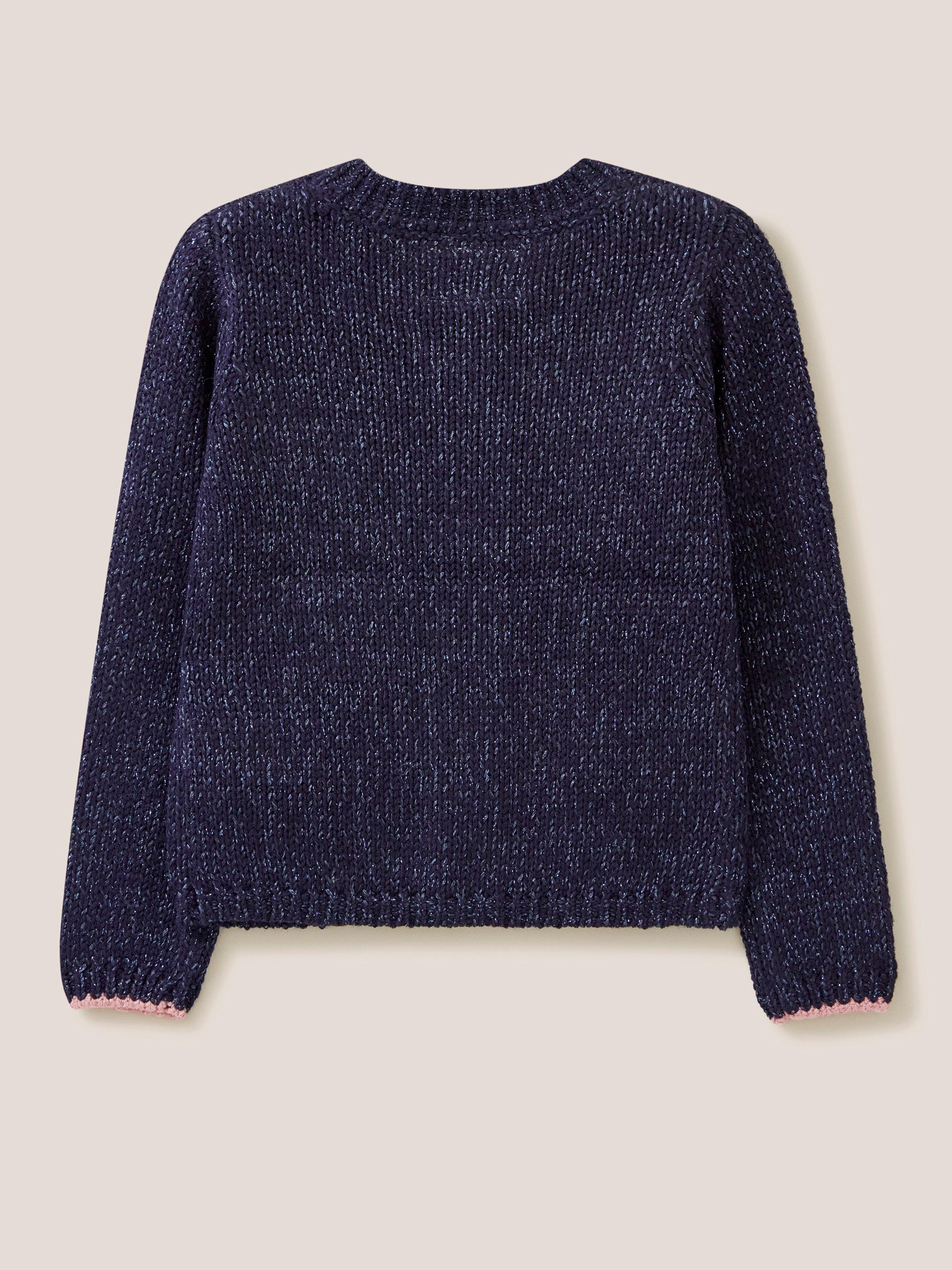 Sparkle Knit Cardigan in DARK NAVY - FLAT BACK