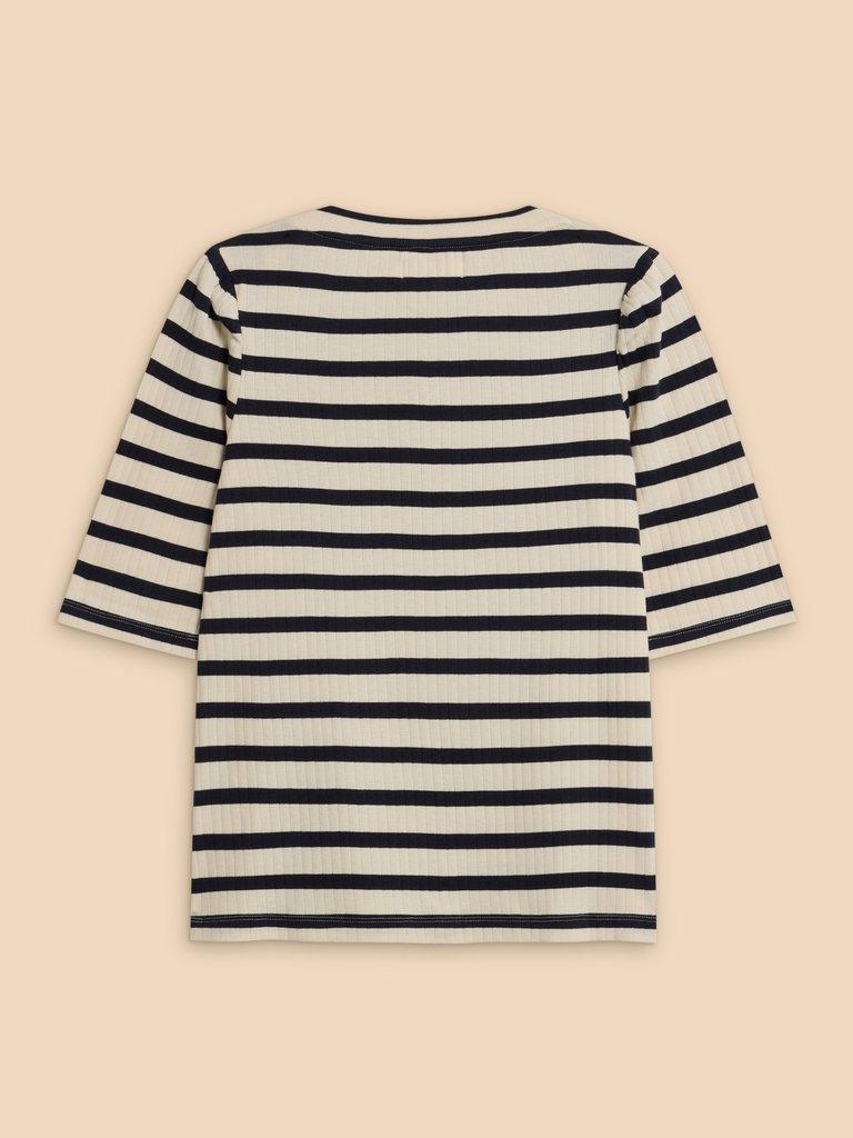 STRIPE PUFF SLEEVE in WHITE MLT - FLAT BACK