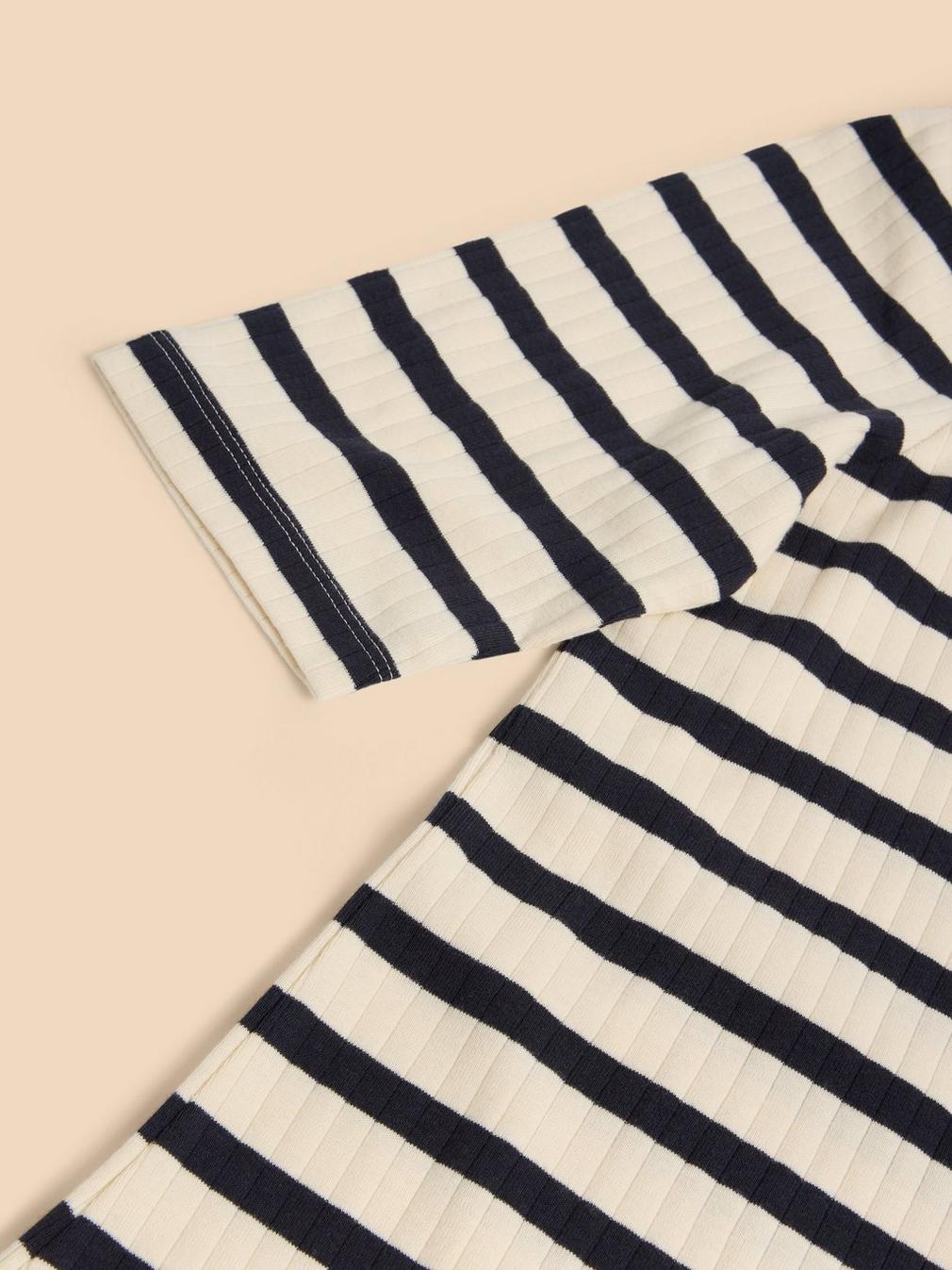 STRIPE PUFF SLEEVE in WHITE MLT - FLAT DETAIL