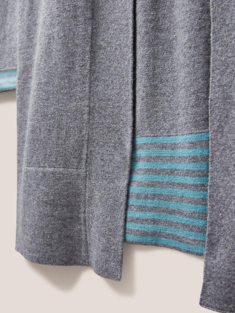 LAURA LONGLINE CARDI in GREY MARL - FLAT DETAIL