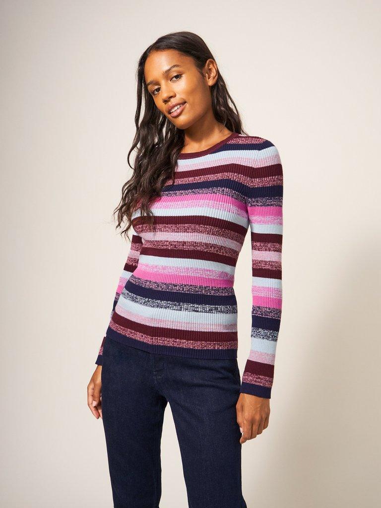 RIBBED JUMPER in PURPLE MLT - LIFESTYLE