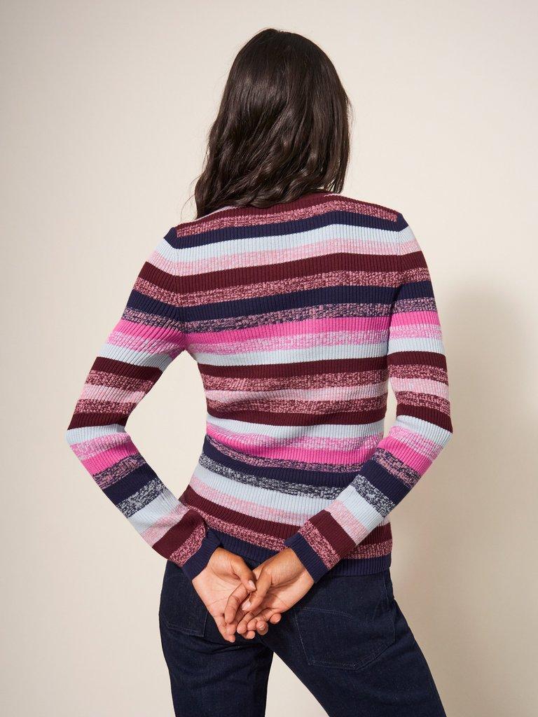 RIBBED JUMPER in PURPLE MLT - MODEL BACK