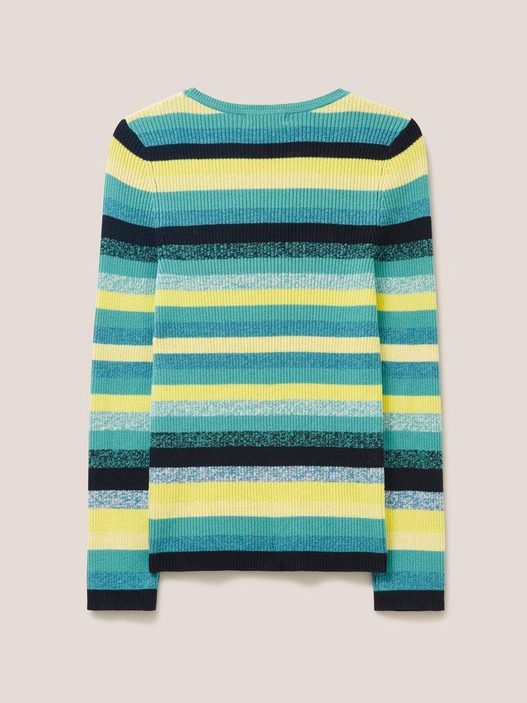 RIBBED JUMPER in TEAL MLT - FLAT BACK