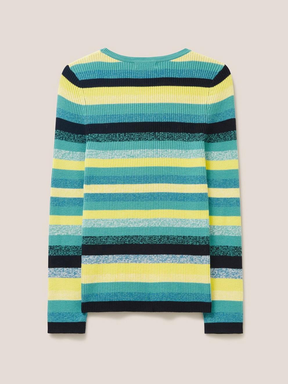 RIBBED JUMPER in TEAL MLT - FLAT BACK