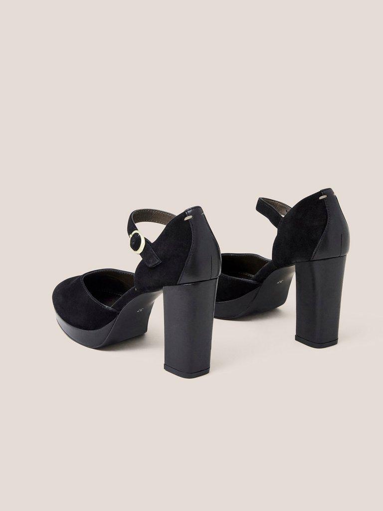 Priscilla Platform Suede Shoe in PURE BLK - FLAT BACK