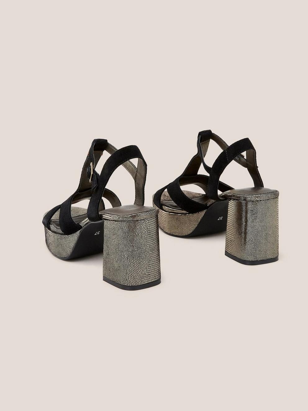 Elsa Suede Heeled Sandal in BLK MLT - FLAT BACK