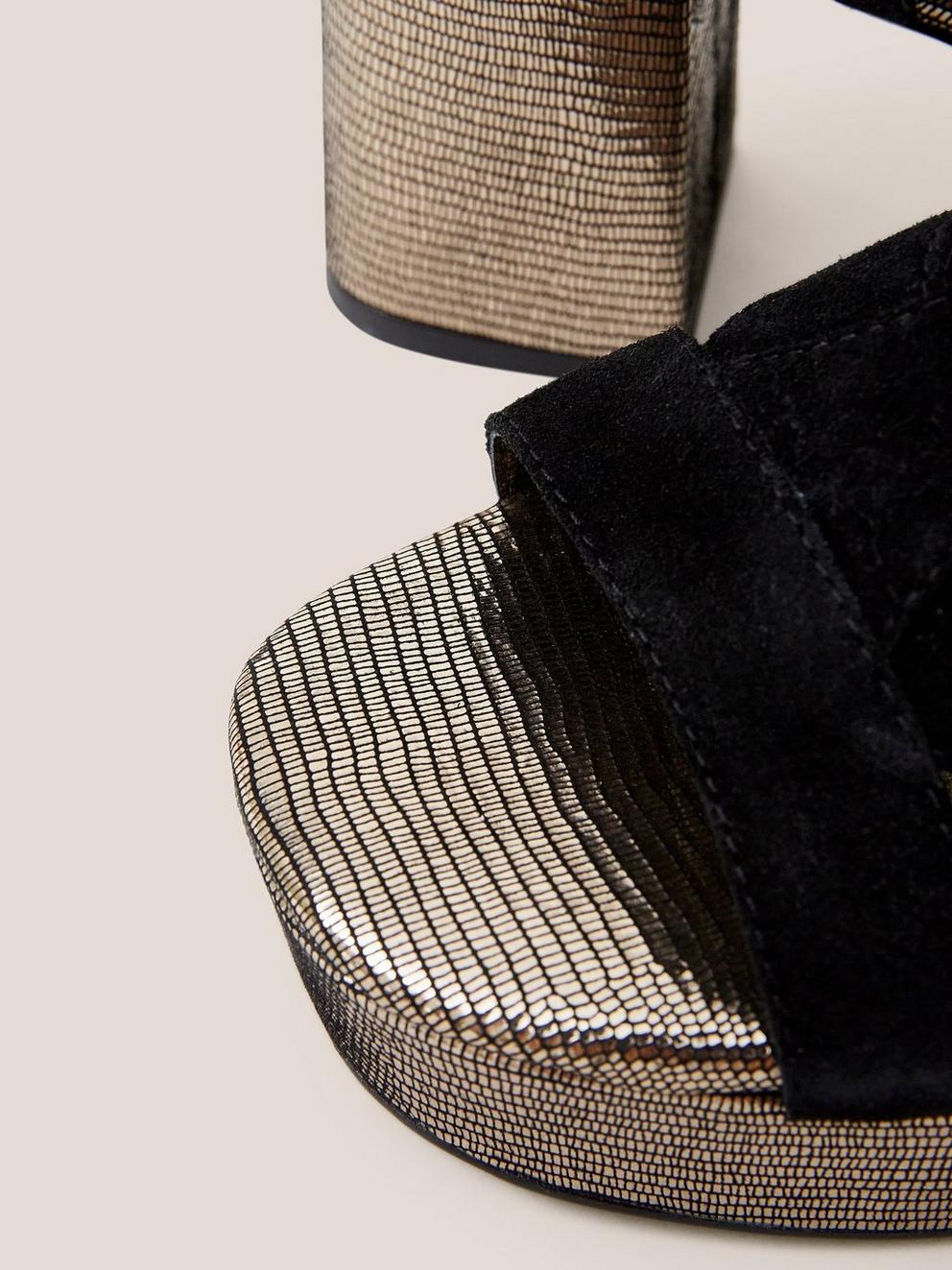 Elsa Suede Heeled Sandal in BLK MLT - FLAT DETAIL