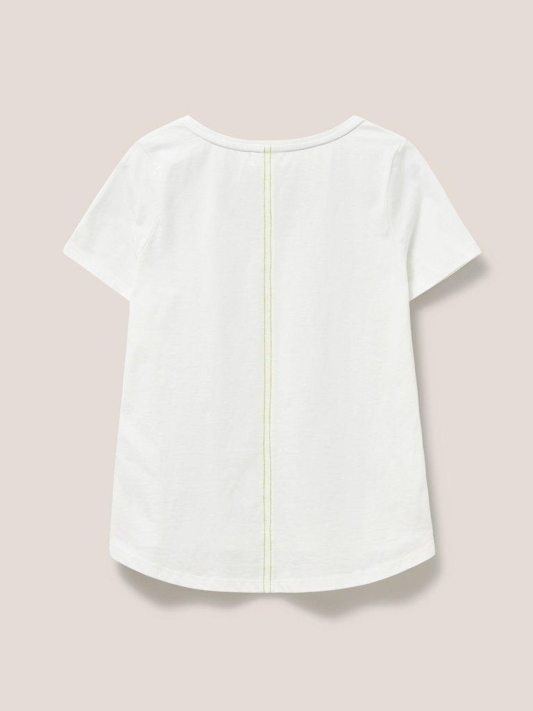 V NECK TEE in WHITE MLT - FLAT BACK