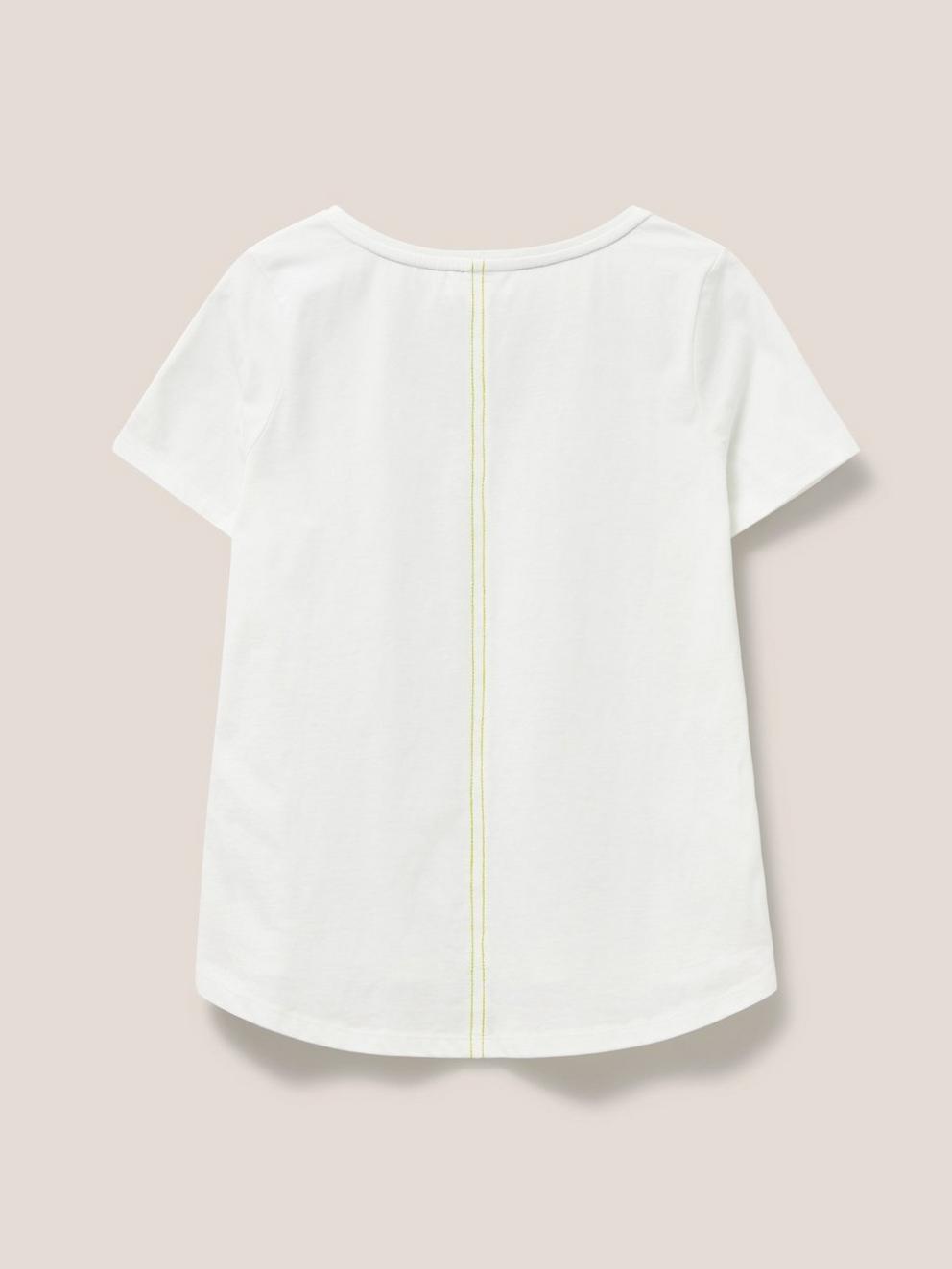 V NECK TEE in WHITE MLT - FLAT BACK