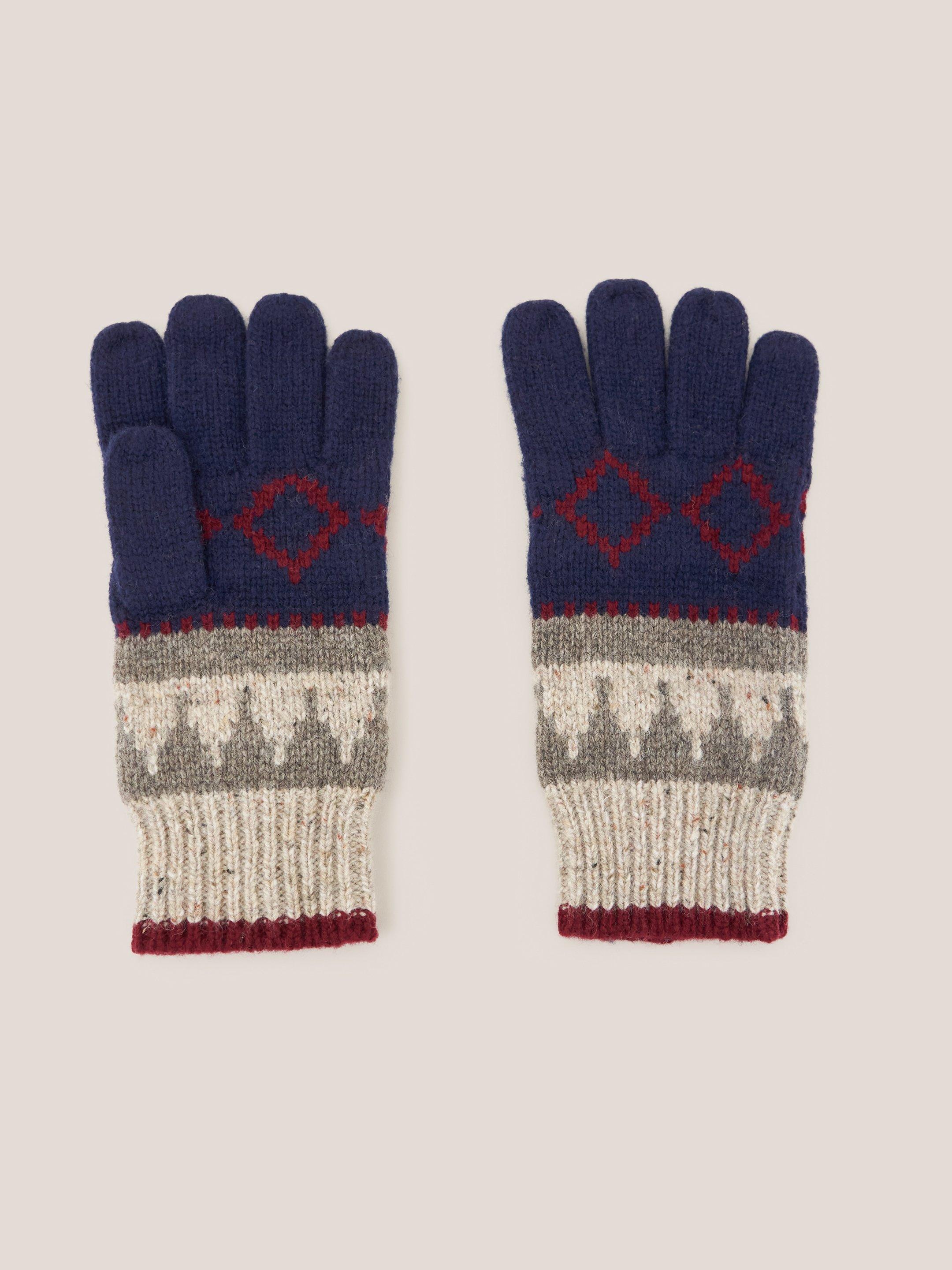 Chunky Wool Gloves in GREY MLT - FLAT BACK