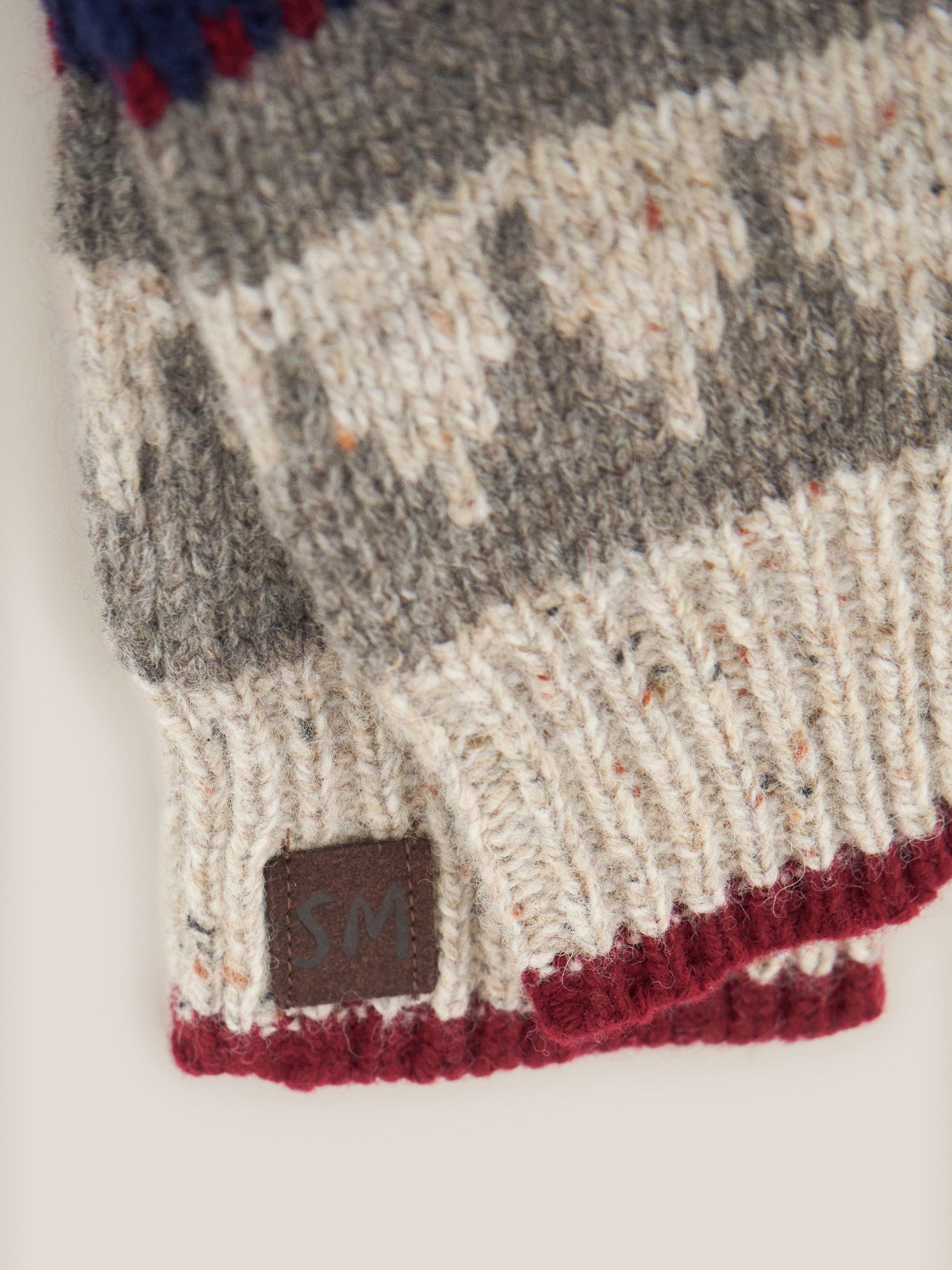 Chunky Wool Gloves in GREY MLT - FLAT DETAIL