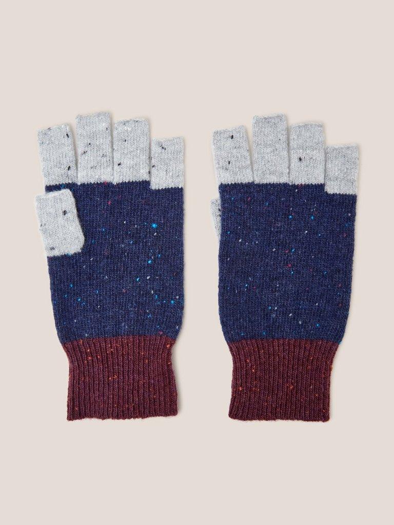 Stripe Fingerless Gloves in NAVY MULTI - FLAT BACK
