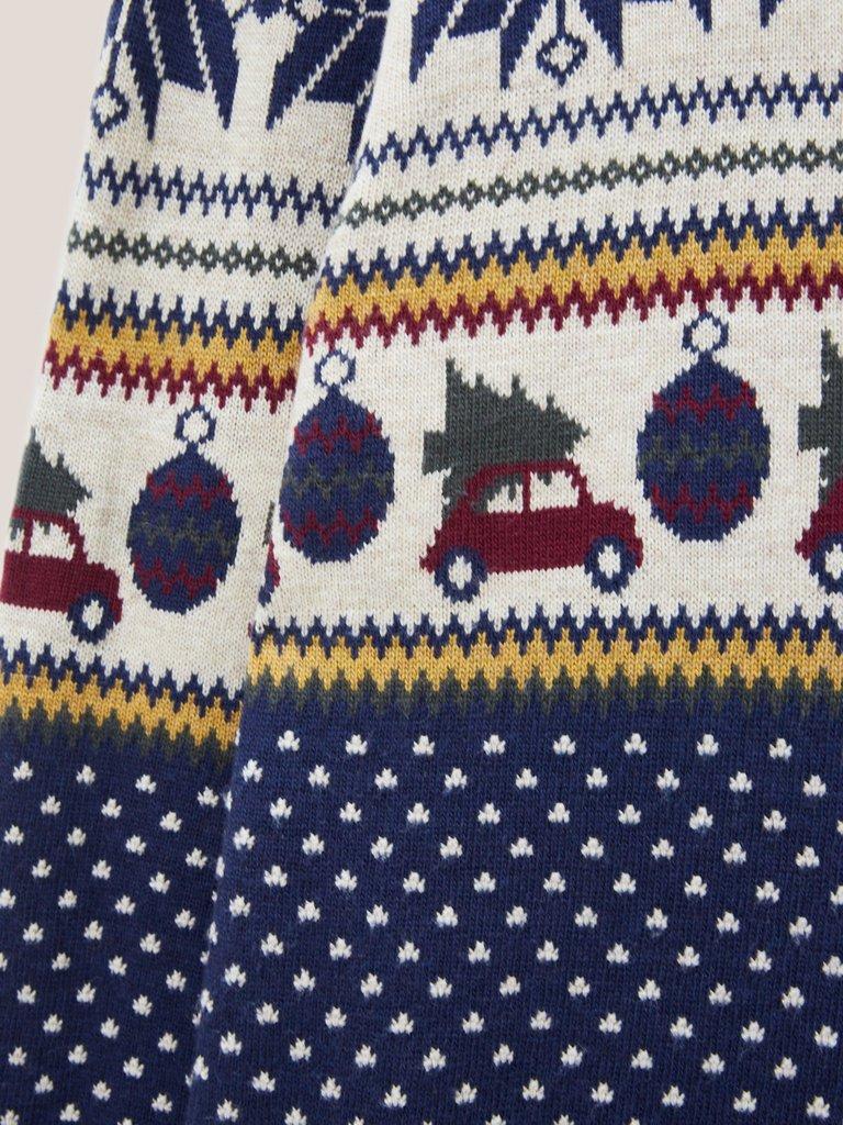 Novelty Fairisle Crew in NAVY MULTI - FLAT DETAIL