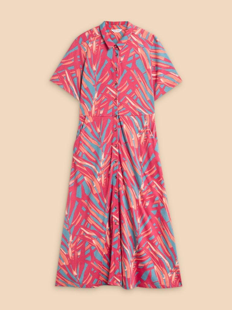 Rua Jersey Shirt Printed Dress in PINK MLT - FLAT FRONT