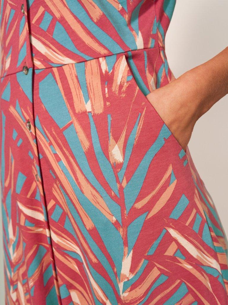 Rua Jersey Shirt Printed Dress in PINK MLT - MODEL DETAIL