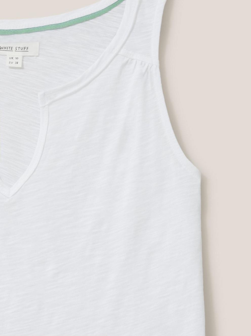 Laila Notch Neck Vest in BRIL WHITE - FLAT DETAIL