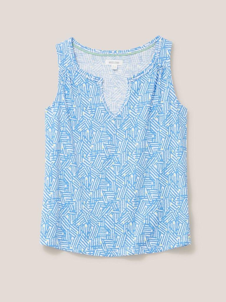 LAILA PRINT VEST in BLUE MLT - FLAT FRONT