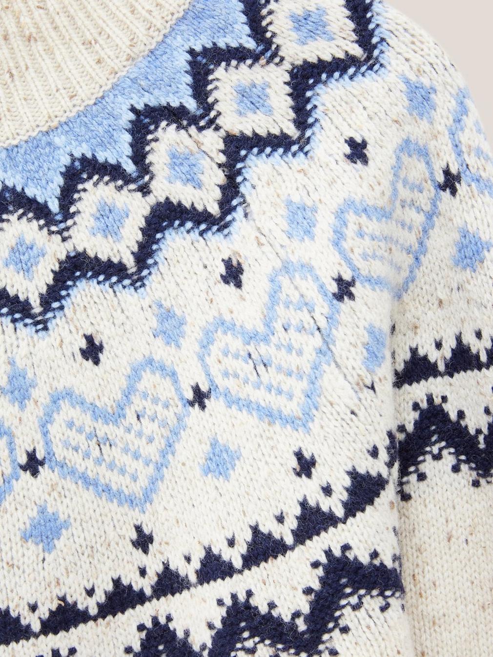 HEART LONGLINE FAIRISLE JUMPER in NAT MLT - FLAT DETAIL