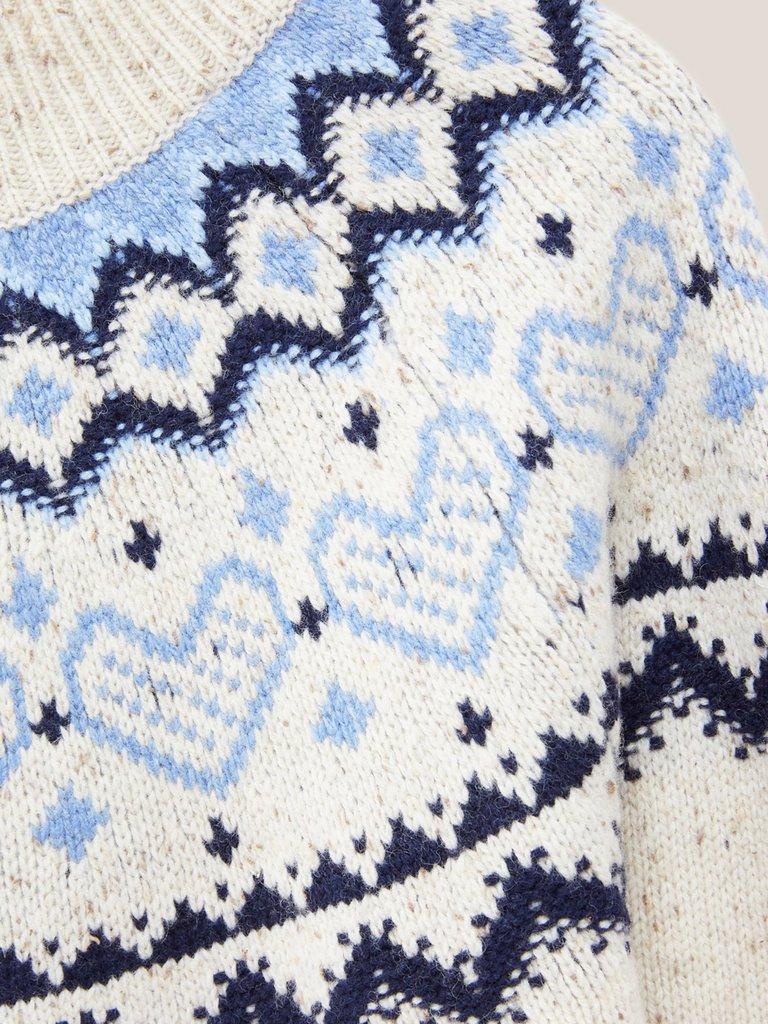 HEART LONGLINE FAIRISLE JUMPER in NAT MLT - FLAT DETAIL