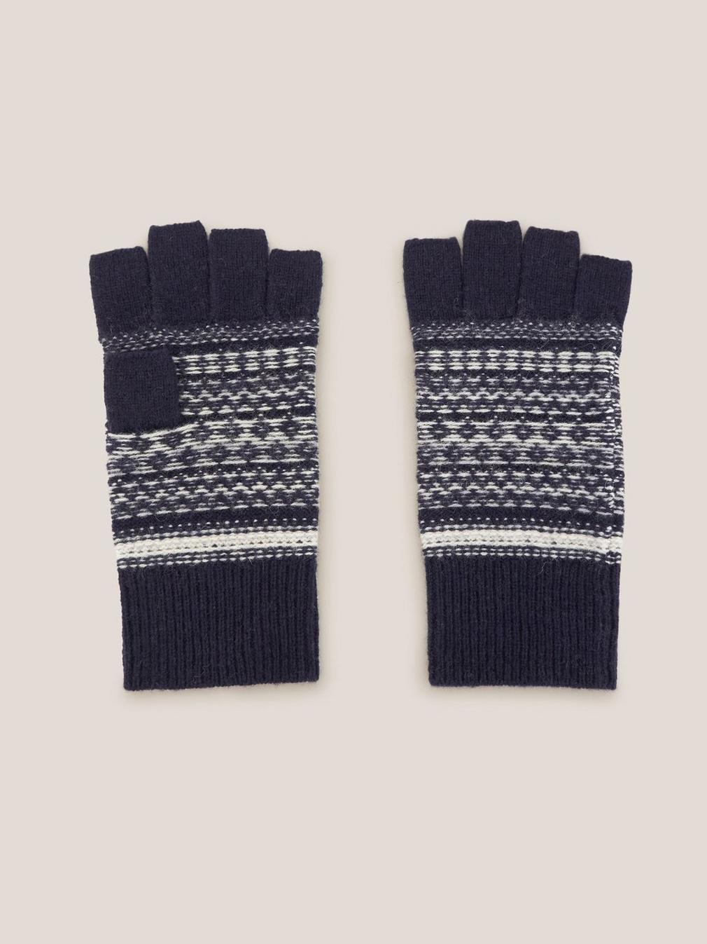 Lambswool Fairisle Gloves in DARK NAVY - FLAT BACK