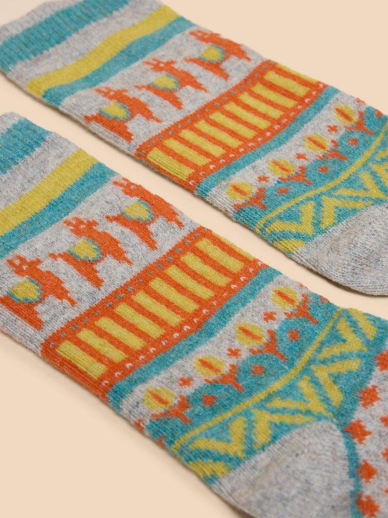 Llama Wool Mix Sock in GREY MLT - FLAT FRONT