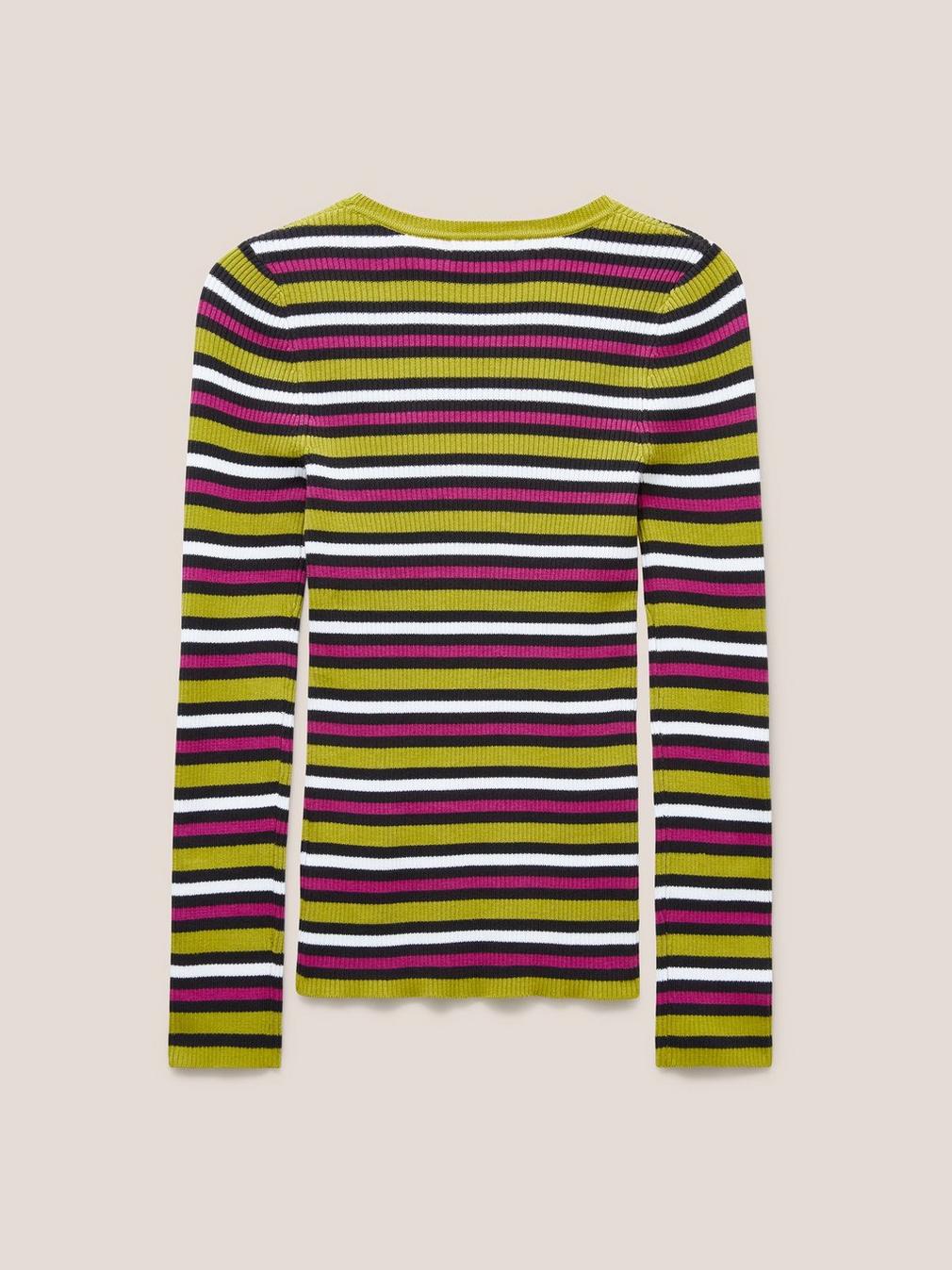 RIB STRIPE JUMPER in PINK MLT - FLAT BACK