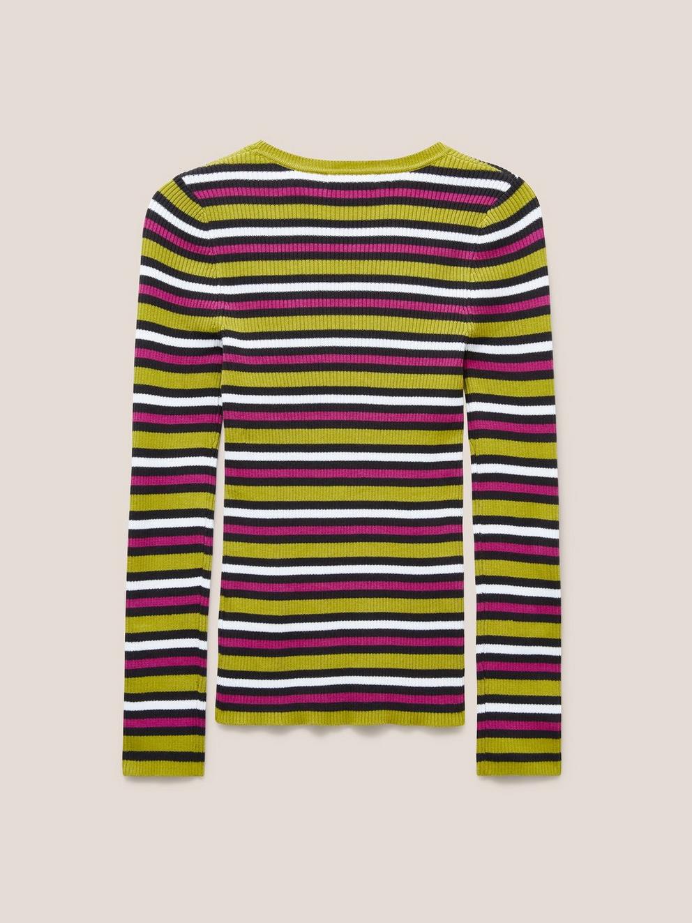RIB STRIPE JUMPER in PINK MLT - FLAT BACK