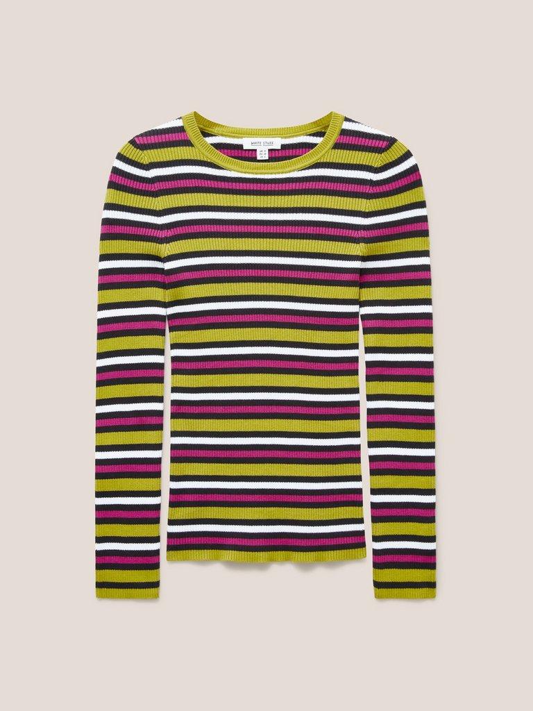 RIB STRIPE JUMPER in PINK MLT - FLAT FRONT