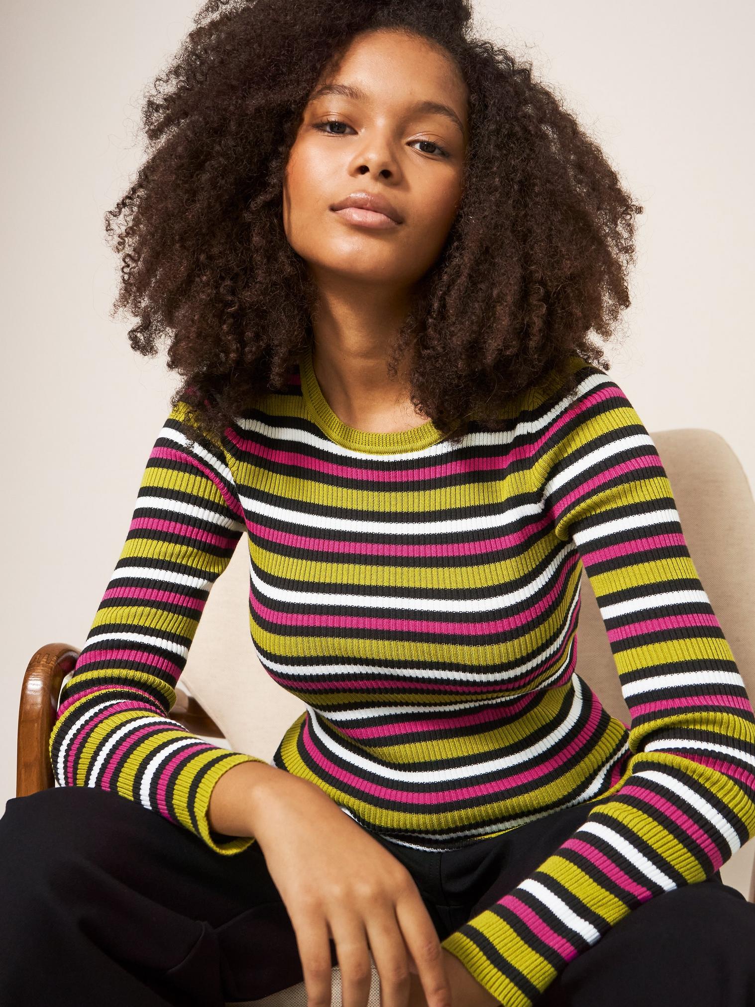 RIB STRIPE JUMPER in PINK MULTI | White Stuff