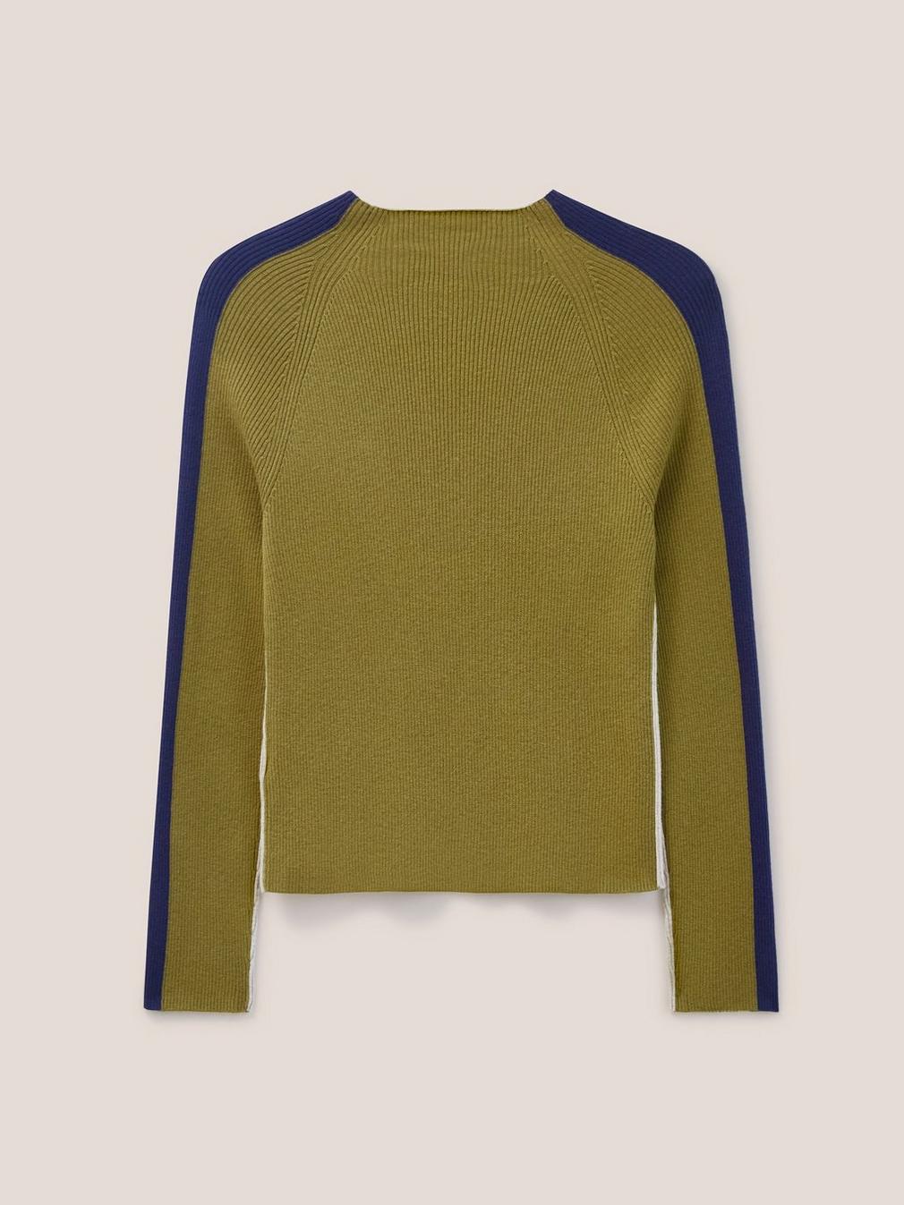 POP RIB LONG SLEEVE JUMPER in GREEN MLT - FLAT BACK