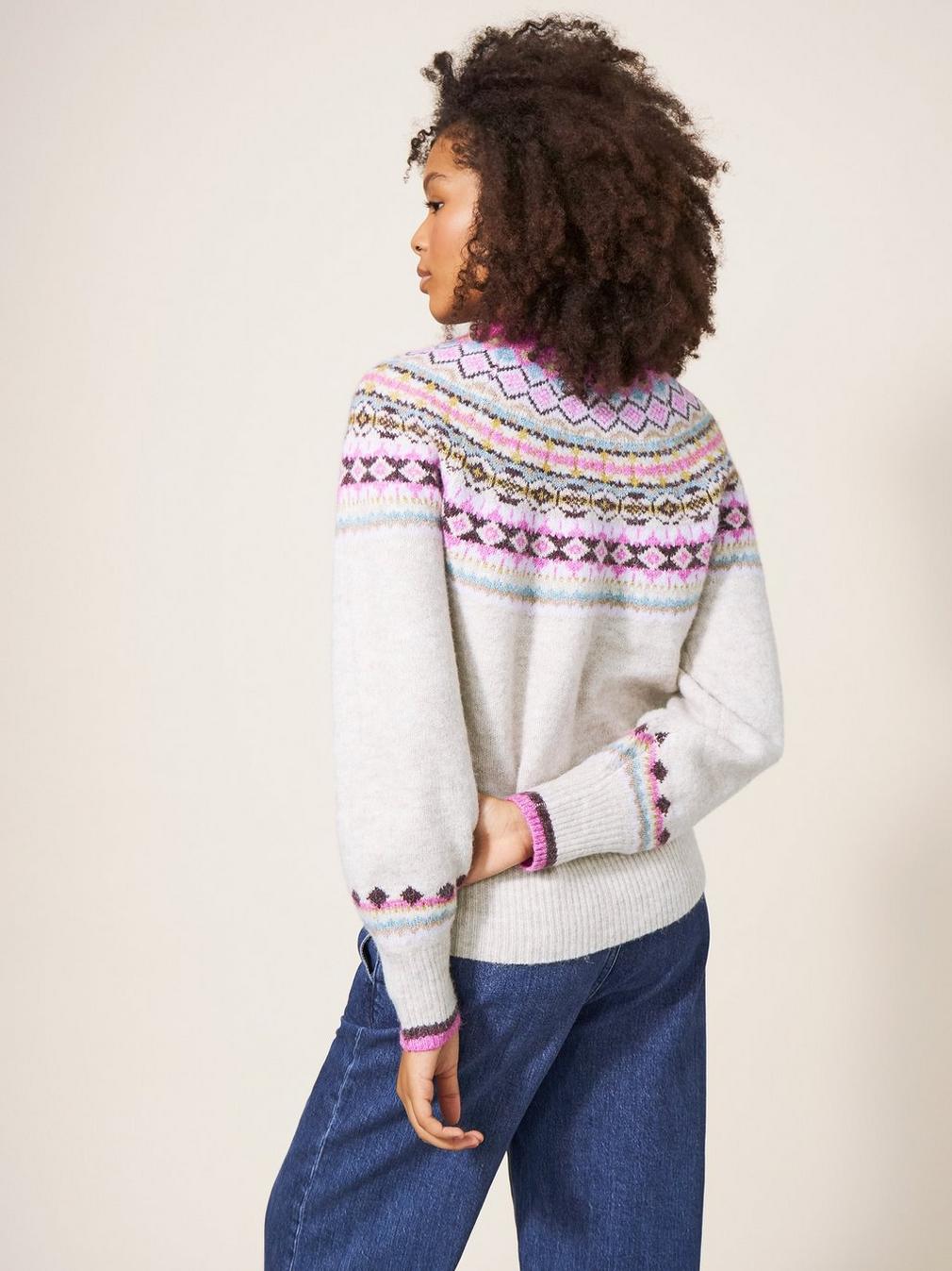 POPPY FAIRISLE JUMPER in WHITE MLT - MODEL BACK