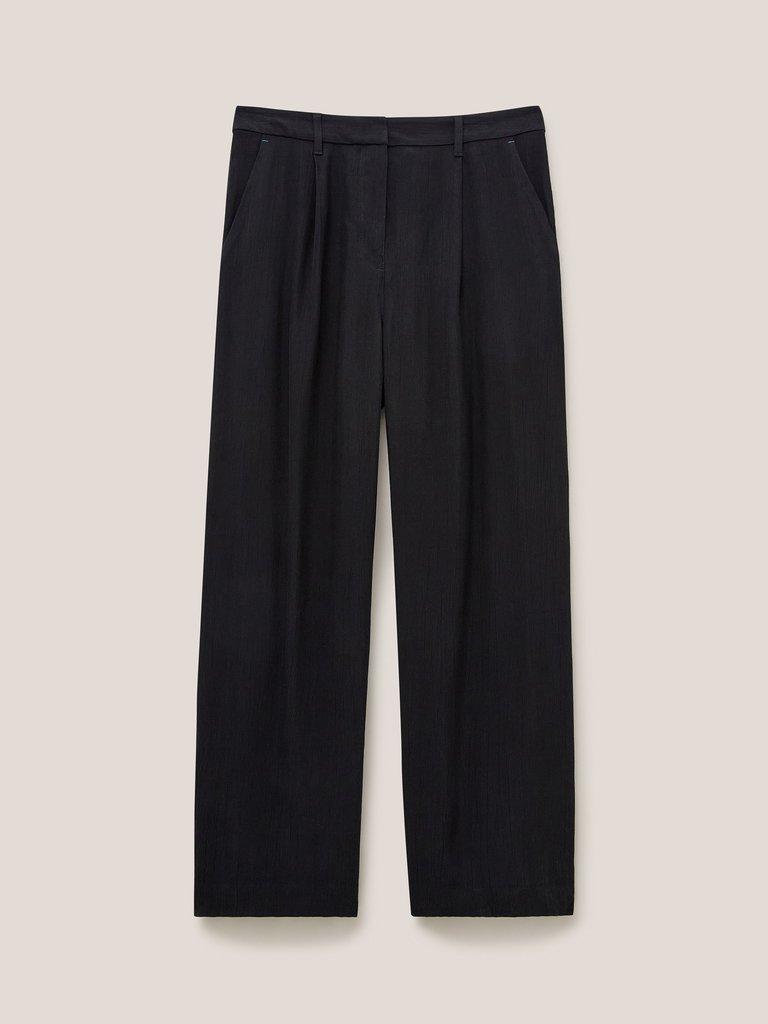 Lucinda Crepe Wide Leg Trouser in PURE BLK - FLAT FRONT
