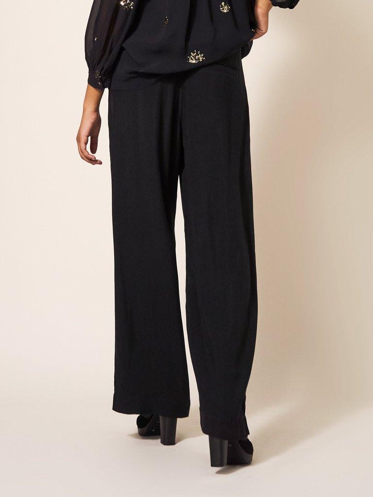 Lucinda Crepe Wide Leg Trouser in PURE BLK - MODEL BACK