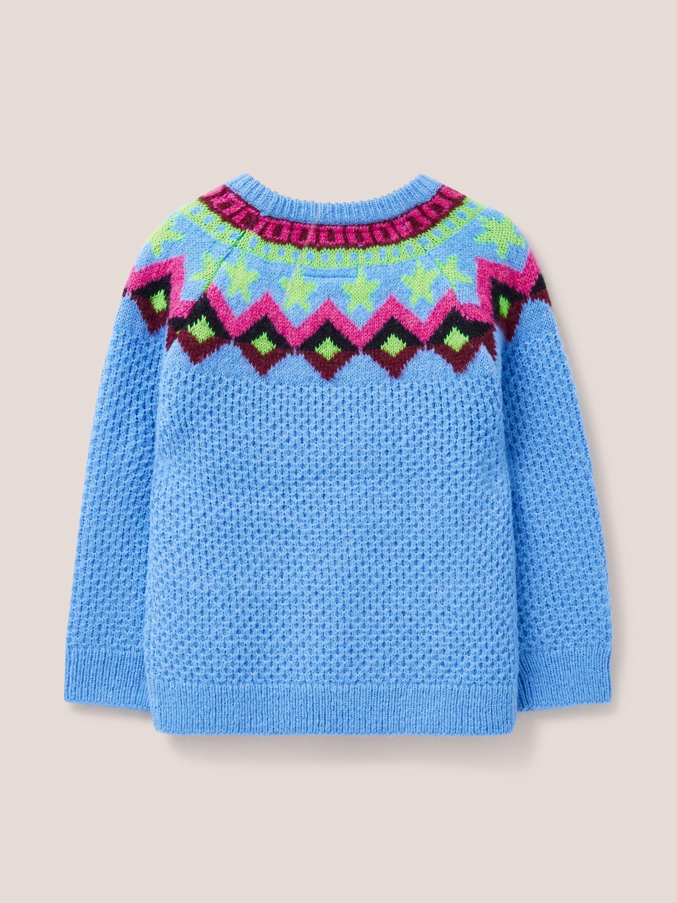 Fairisle Knitted Jumper  in BLUE MLT - FLAT BACK
