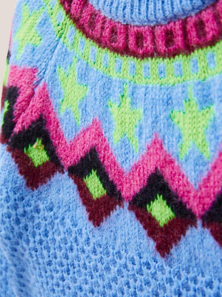 Fairisle Knitted Jumper  in BLUE MLT - FLAT DETAIL