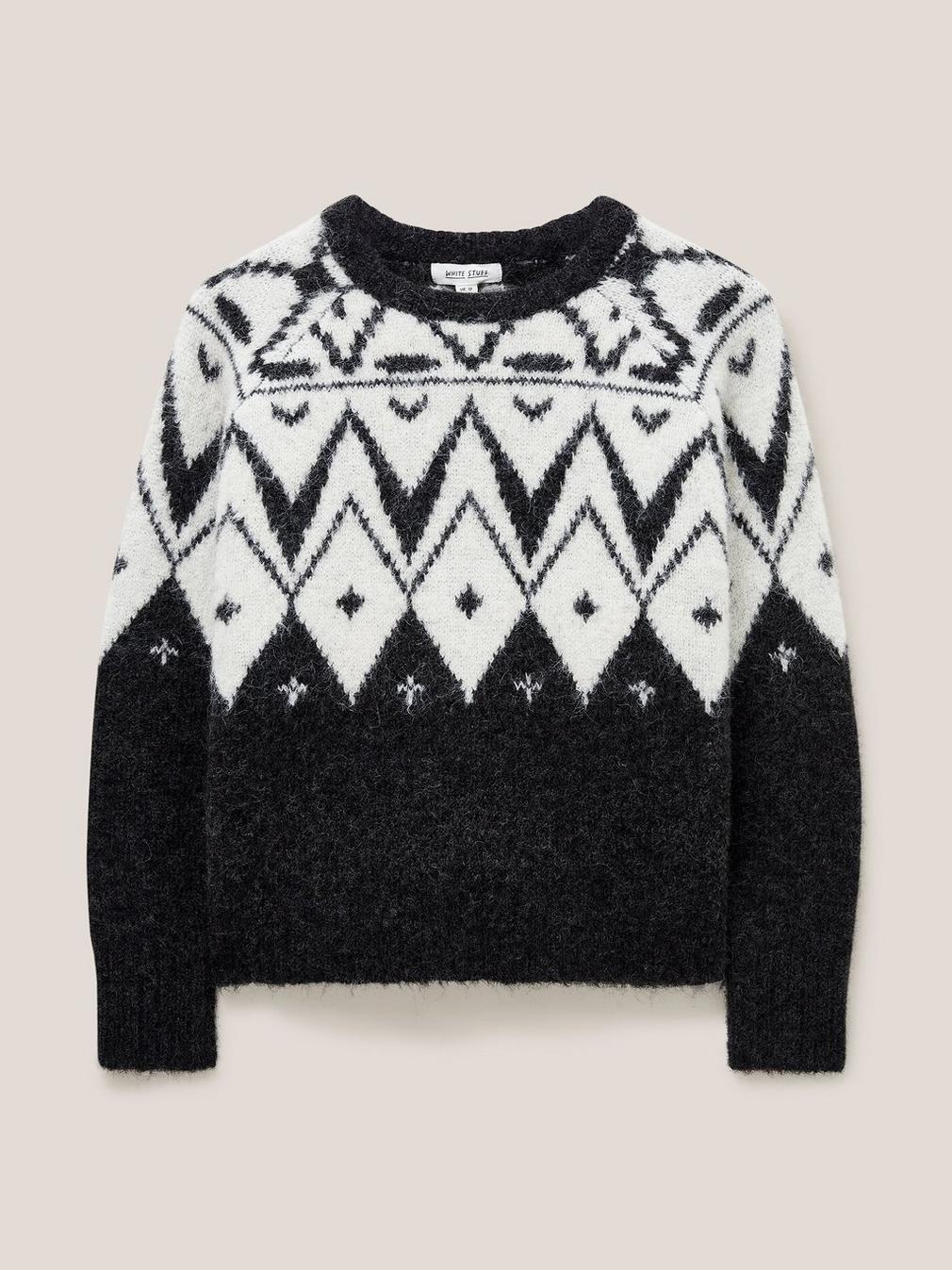 BLACK FAIRISLE JUMPER in BLK MLT - FLAT FRONT