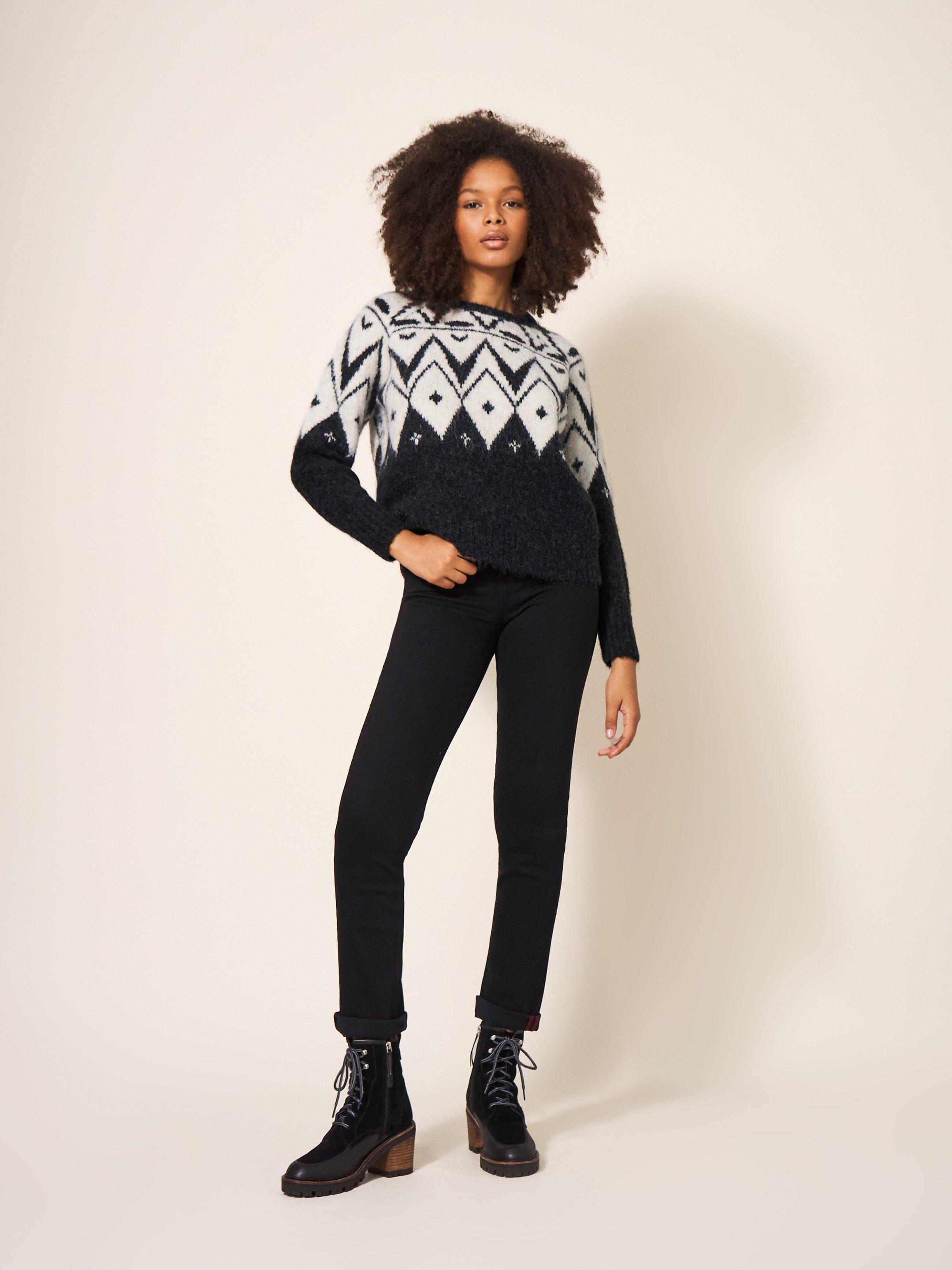 Womens black outlet and white jumper