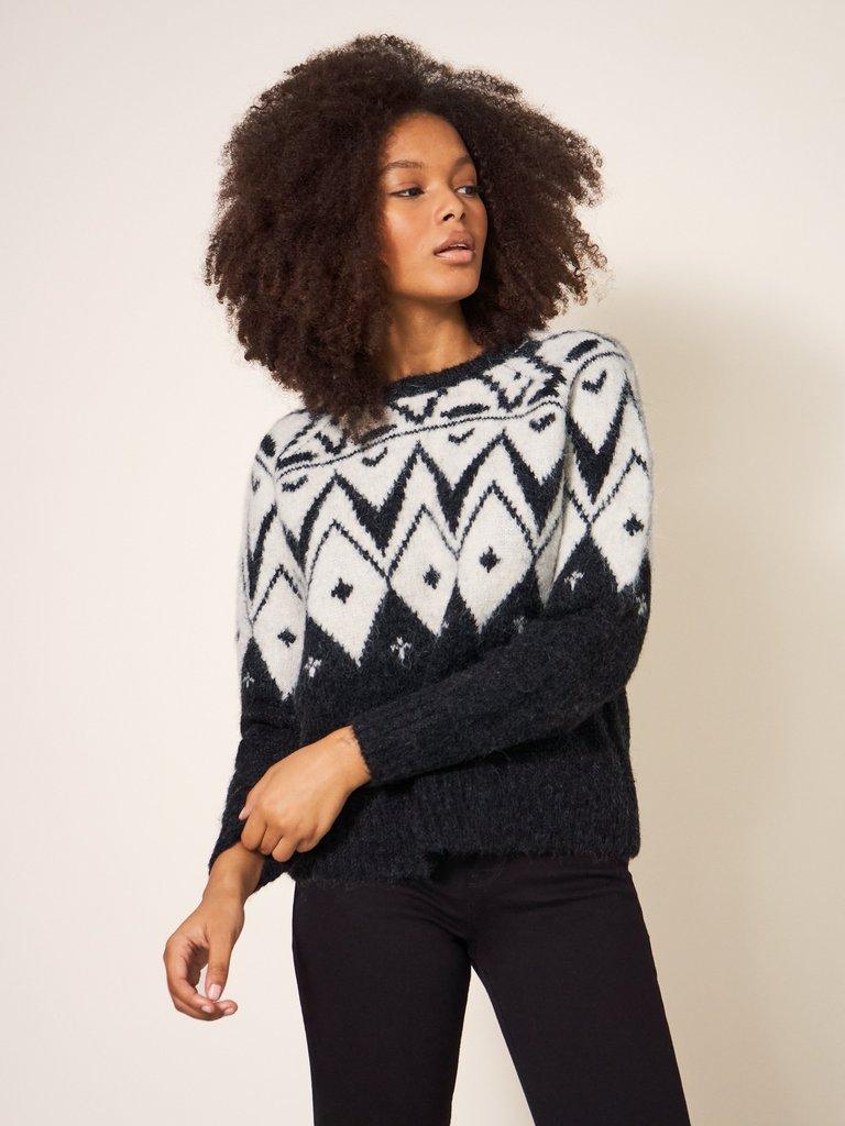 Black and white 2025 fair isle sweater