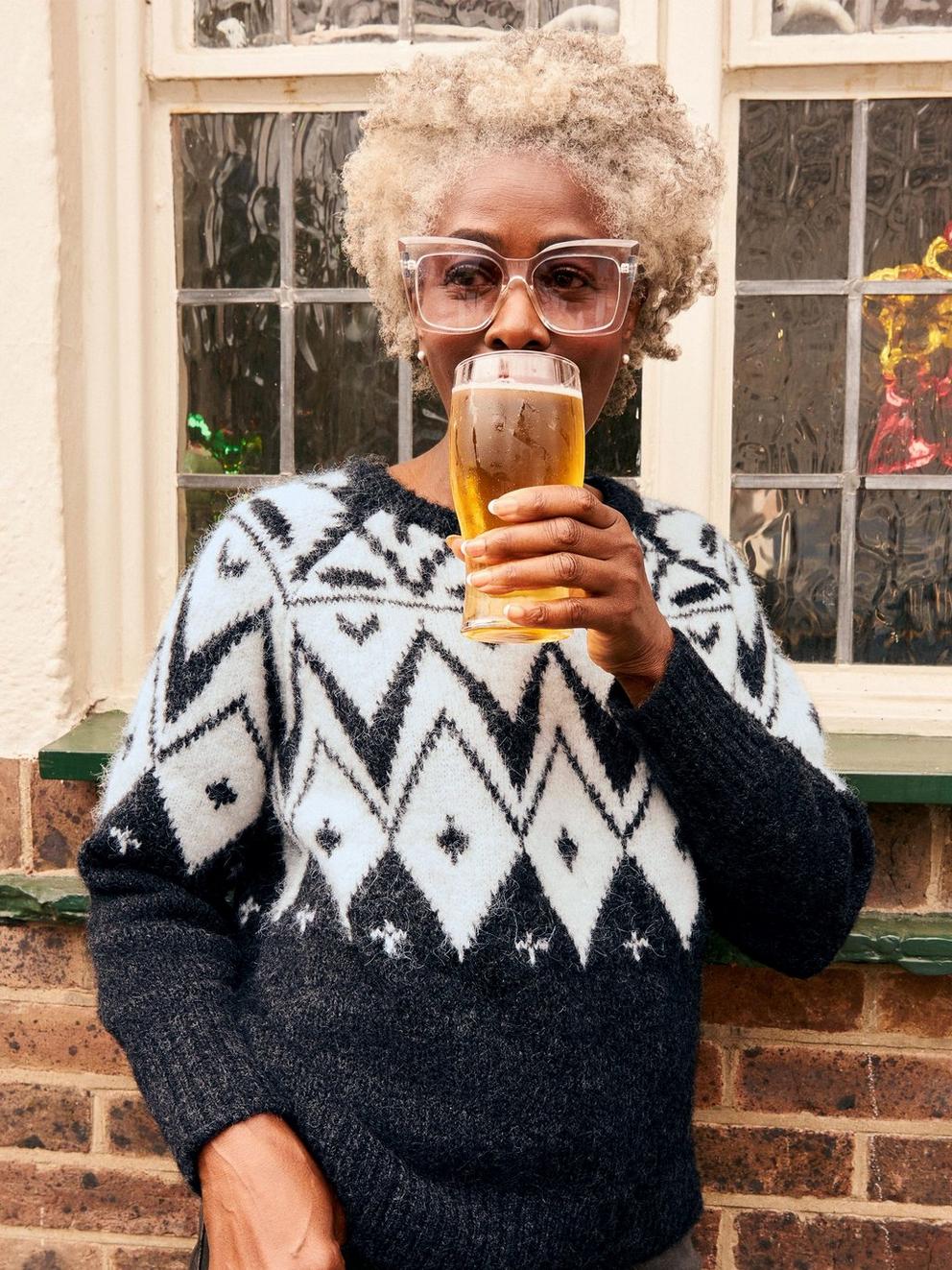 BLACK FAIRISLE JUMPER in BLACK MULTI White Stuff